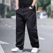 Didelio dydzio džinsai Vyriški laisvi tiesūs plius dydžio sportinės kelnės Fat Fat Man Elastinės ilgos kelnės Trend 28 juoda