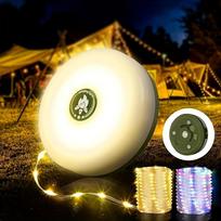 Stovyklavimo šviestuvų girlianda, 4 viename atnaujinta lauko girlianda su 8 apšvietimo režimais, USB įkrovimas - Nešiojama RGB stovyklavimo girlianda stovyklavimui 10m brown