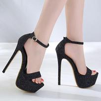 Vasariniai aukšti batai Super High Heel Stiletto Waterproof Platform Sexy Sandals Moteriški batai 40 juoda