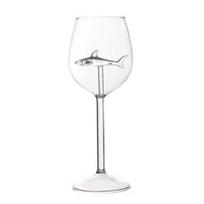 Ryklių vyno taurių rinkinys Rankų darbo švino neturintis stiklo taurė su 3D rykliais viduje 300 ml Kūrybiškos ryklių temos baro reikmenys Dovana vyrams, moterims, ryklių mėgėjams 1pc skaidri