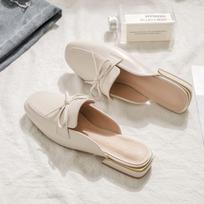 Spring Summer Women Slippers Flat Heel Girl Butterfly Knot Outdoor Women's Flip Flops Slippers Zapatos Para Mujeres 35 beige