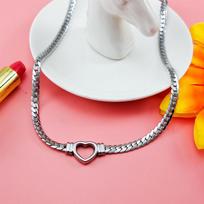 Širdies formos titano plieno karoliai, moteriški prabangūs individualūs gyvatės kaulai raktikaulio grandinėlė Choker madingi vakarėlio papuošalai sidabras