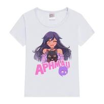 Aphmau Purple Wolf Women's T-shirt Princess Print Cartoon Anime Shirt Cat Print Summer T-shirt Graphic T Shirts Fashion  Y2K Top S
