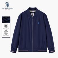 U.S. POLO ASSN. Men's Baseball Collar Windbreaker Jacket L armijos žalia spalva