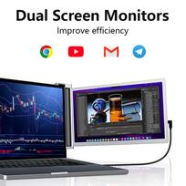 Dvigubo ekrano monitorius 15,4 colio nešiojamas ekranas 1920x1080P FHD Pasukamas nešiojamojo kompiuterio ekrano prailgintuvas žaidimams, redagavimui, akcijoms sidabras