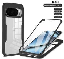 3IN1 Šarvuotas 360° Pilnas apsauginis Skaidrus Su ekrano apsauga Telefono dėklas Google Pixel 10A 10 9 Pro XL PC+TPU Anti-drop Ott-Box Defender Dangtelis Google Pixel 9 Pro XL juoda