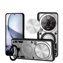 For Nubia Focus Pro 5G Z2351N Case Slide Camera Magnetic Ring Stand Protection Back Cover for ZTE Nubia Focus Pro 5G Capa Funda ZTE nubia Focus Pro sidabras