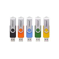 Intenso 5 x USB-Stick Office Line, 16GB, USB-A, 3.2 Gen 1x1, bunt, 16GB, USB Typ-A, 3.2 Gen 1 (3.1 Gen 1), Drehring, 13 g, Mehrfarbig