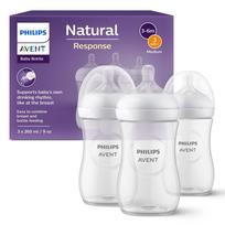 PHILIPS Avent Natural Response feeding bottle, 3-6 months, 260 ml, pack of 3 (SCY903/03)