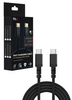 Greitojo įkrovimo laidas FIT2 WS003 USB-C į USB-C 60W 1m pintas, juodas