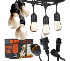 LED lauko dekoratyvinė girlianda 20xE27/1W/230V 11,44 m IP44 juoda