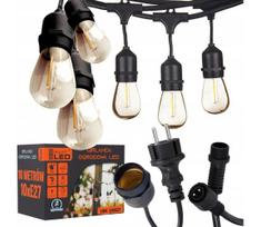 LED lauko dekoratyvinė girlianda 10xE27/1W/230V 10,94 m IP44 juoda