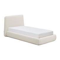 Smėlio spalvos viengulė lova audiniu dengta be grotelių 90x200 cm Martina – Kave Home