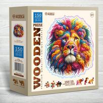 Medinė dėlionė, Minkštas liūtas, woodencity, HE 0204-M, Wooden puzzles
