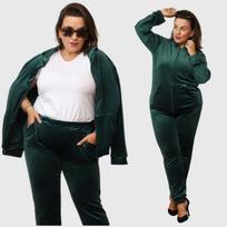 Veliūrinis laisvalaikio komplektas moterims Selena, žalias, 3XL
