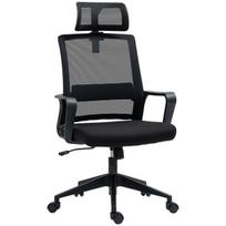 Ergonomiška biuro kėdė su porankiais ir reguliuojama galvos atrama, tinklelis, juoda, 1 vnt.