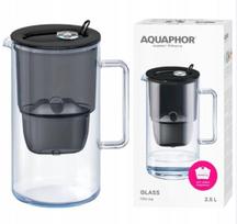 Komplektas: „Aquaphor Glass“ juodas 2,5 l stiklinis filtro ąsotis + 4 „Maxfor+ Mg“ kasetės