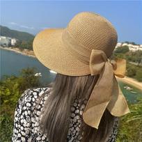 Boho Bowknot šiaudinė skrybėlė Paprastos vienspalvės kepurės nuo saulės Lauko kelionių paplūdimio kepurės mergaitėms chaki