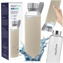 AquaFloow 700 ml stiklinis buteliukas | smėlio spalvos dėklas | 0,7 l vandens buteliukas