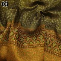 100*100cm Ethnic Style Brocade Jacquard Fabric Southeast Asia Dai Thai Skirt Fabric For Diy Tube Dress Saree Folk Dance Costume 100X100cm