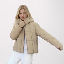 MIEGOFCE Pavasario rudens trumpas medvilninis parkas Aukštos klasės laisvas gobtuvas moteriškas paltas koledžo stiliaus aukštos kokybės striukė MZ-24585 XL chaki