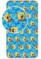 Prześcieradło bawełniane su gumką 90x200 Sponge Bob Kanciastoporty 0937 mėlyna gąbka SpongeBob