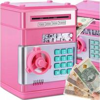 Vaikiška taupyklė–seifas ATM su prieigos kodu, rožinė