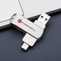 USB laikmena Forcell USB atmintinė 64GB USB 3.2 Gen 1 (USB A / USB C) Forcell F-Data Metal Duo sidabrinė