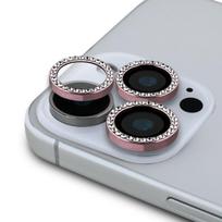 „Guess“ Apple iPhone 16 Pro / 16 Pro Max fiksuoto blizgučių apsauginio lęšio rožinis dėklas