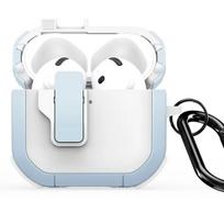 „Dux Ducis“ – „AirPods 4 PECP“ serijos PC+TPU dėklas su kabliuku, baltas ir mėlynas