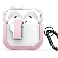 „Dux Ducis“ – „AirPods 4 PECP“ serijos PC+TPU dėklas su kabliuku, baltai rožinis