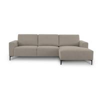 Šviesiai rudos spalvos kampinė sofa iš šenilinio audinio (su dešiniuoju kampu/su gultu) Fabian – Scandic