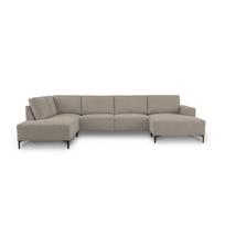 Šviesiai rudos spalvos kampinė sofa iš šenilinio audinio (su kairiuoju kampu/„U“ formos) Fabian – Scandic
