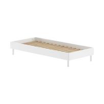 Baltos spalvos iš buko masyvo viengulė lova be galvūgalio su lovos grotelėmis 90x200 cm Forrest – Vipack