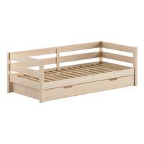 Natūralios spalvos ištraukiama iš pušies masyvo vaikiška lova su lovos grotelėmis 90x200 cm Margrit – Vipack