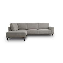 Pilkai smėlinės spalvos kampinė sofa iš šenilinio audinio (su kairiuoju kampu/„L“ formos) Amsterdam – Scandic