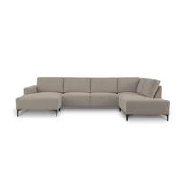 Šviesiai rudos spalvos kampinė sofa iš šenilinio audinio (su dešiniuoju kampu/„U“ formos) Fabian – Scandic
