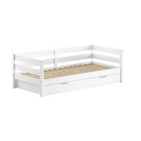 Baltos spalvos ištraukiama iš pušies masyvo vaikiška lova su lovos grotelėmis 90x200 cm Margrit – Vipack