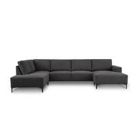 Antracito spalvos kampinė sofa iš šenilinio audinio (su kairiuoju kampu/„U“ formos) Fabian – Scandic