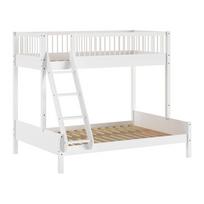 Baltos spalvos dviauktė iš buko masyvo vaikiška lova su lovos grotelėmis 140x200/90x200 cm Forrest – Vipack