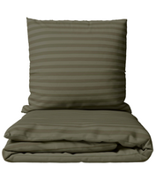 Premium satino patalynės komplektas „Moss Green Stripe Satin“ (140x200 cm)