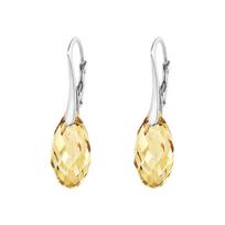 Sidabriniai auskarai moterims DiamondSky „Enchanté (Golden Shadow)" su Swarovski kristalais