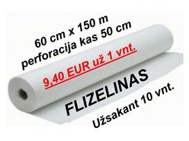 Vienkartinė paklodė flizelinas 60 cm x 150 m su perforacija kas 50 cm, po 9,40 EUR už 1 vnt. užsakant 10 vnt, patiesalas, paklotas, užtiesalas kušetei, gultui, balta neaustinė medžiaga, rulone