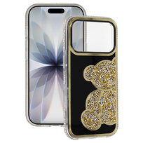 Teddy Bear dėklas skirtas Apple iPhone 16 aukso spalvos