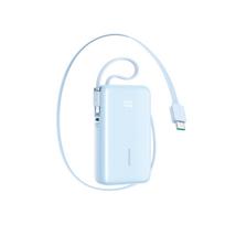 Joyroom JR-PR2L 10000mAh 35W Power Bank with Built-in Retractable USB-C Cable and Lightning Lanyard Cable – Blue