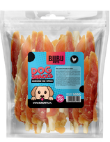 BUBU PETS šunų skanėstai – minkštos vištienos krūtinėlės ant džiovintos odos lazdelių, 500 g