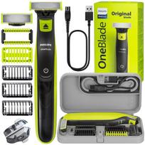 Barzdaskutė "Philips OneBlade" skustuvas QP2724/10 + "Philips OneBlade" plastikinis skustuvo dėklas - Slim Edition + 2 kūno priedai
