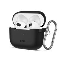 „Tech-Protect“ silikoninis dėklas „Apple AirPods 3“, juodas, su kabliuku
