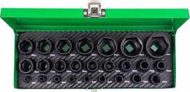 Smūginės lizdinės galvutės 1/2" 1/4" 25vnt. 4-32mm 6-kampės