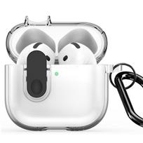 „Dux Ducis Apple AirPods 4 PECL“ serijos PC+TPU dėklas su kabliuku, juodas ir skaidrus